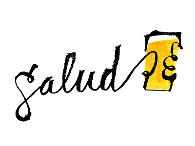 Salud beer cerveza cheers cinco de mayo hand lettering illustration ink lettering salud watercolor
