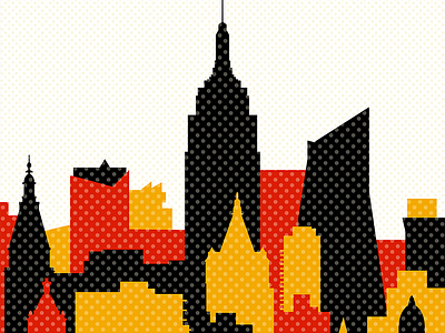 NYC Snow black red yellow blizzard buildings illustration new york city nyc skyline snow vector