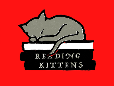 Reading Kittens cat illustration kitten logo read reading