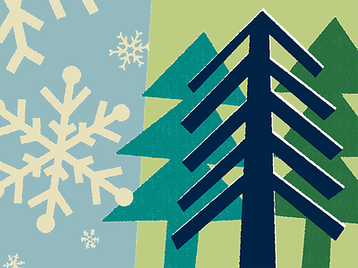 Trees happy holidays illustration pine tree seasons greetings snowflake tree winter