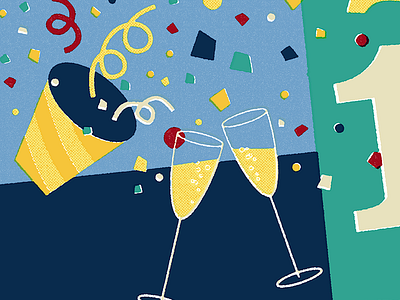 Happy New Year 2019 champagne confetti happy new year illustration new year new year 2019 party party popper