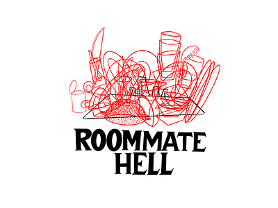 Roommate Hell big scary poster show black white and red all over design handlettering horror illustration lettering poster scary typography
