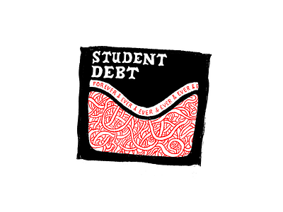Student Debt big scary poster show black white and red all over design handlettering horror illustration lettering poster scary typography
