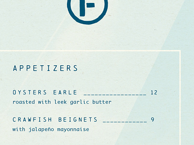 Fisher's Menu WIP blue fish menu menudesign restaurant seafood type vintage