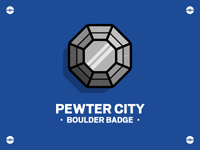 Pokemon - Boulder Badge anime badge boulder design flat design game gaming graphic gym icon illustration manga nintendo nostalgia pokemon retro scout typography vector