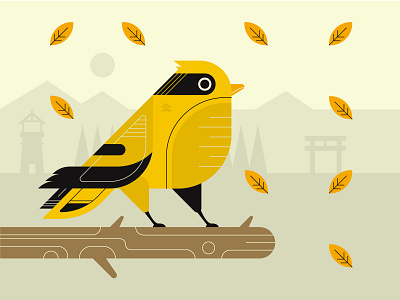 Tour Guide of Tsushima animal bird branding flat design gaming ghostoftsushima graphic design illustration illustrator japan japanese nature samurai sony vector
