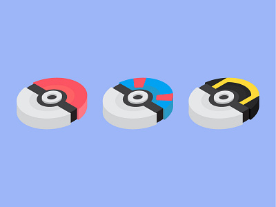 Isometric Poké Balls apps branding drawings flat design gaming icons illustration nintendo pokemon vector