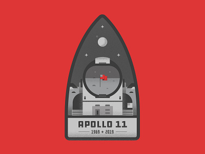 Apollo 11 Badge 2d aaron draplin america apollo11 astronaut badge design earth flag flat design graphic graphic design icon illustration illustrator moon space travel typography vector