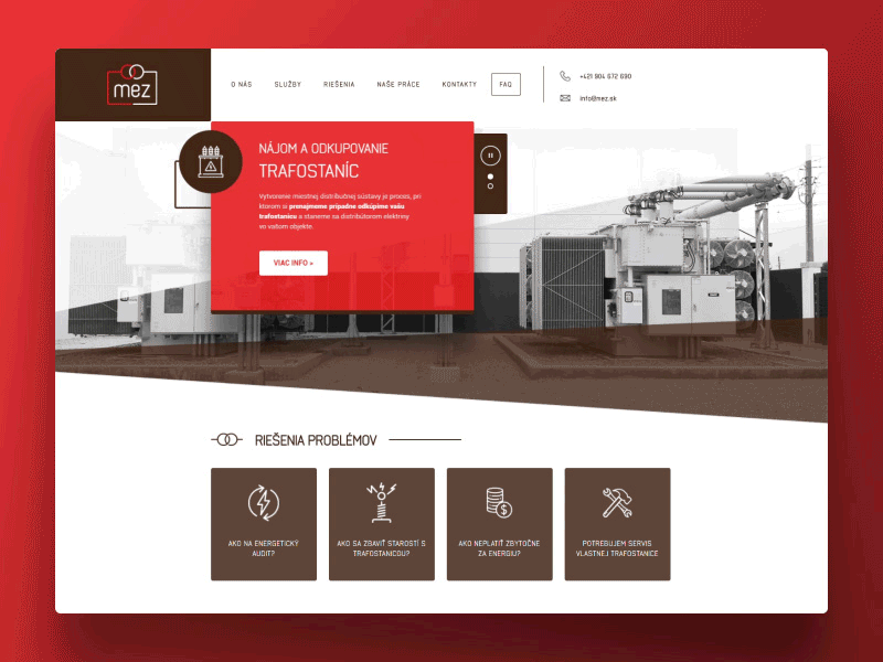 MEZ website animation brown electric energetic red substation ui ux web
