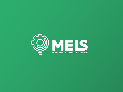 MELS logo cogwheel flat green icon industrial labyrinth lightbulb logo logotype simple