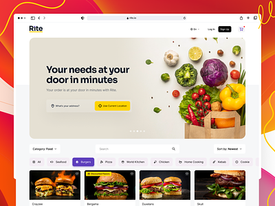 Rite - Food Delivery Website delivery design food home page landing page modern ui ux web website