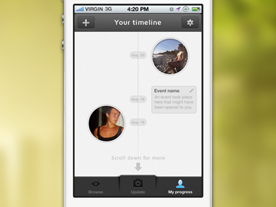 Timeline app interface ios iphone profile settings silly timeline ui