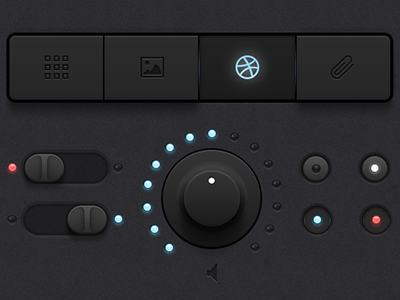 Ui-kit (In progress, some assets available) app buttons dark desktop glow interface ios kit knob led light radio rubber switch tits ui wheel
