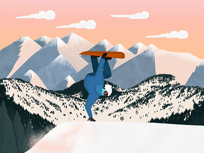 Snowboarding dawn design draw illustration mountain snow snowboarding vector winter