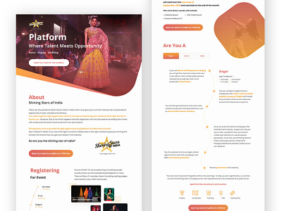 Promotional Website asymmetrical business website dancing dribbble fashion gradient design graphicdesign opportunity orange singer ui website design
