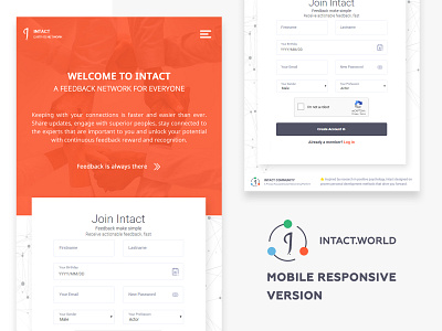 Intact Mobile Responsive Web card cards ui design dribbble graphicdesign homepage login form login page mobile responsive mobile website networking website orange color ui orange color ui responsive design web design web ui website design