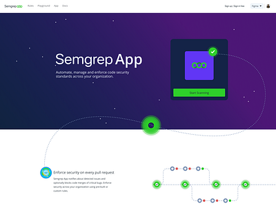 Semgrep App Landing page branding design illustration landing page logo r2c semgrep ui ux