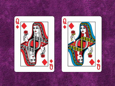 Queen of Diamonds diamonds line art playing cards queen rose