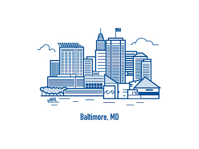 Baltimore, MD baltimore city illustration line art skyline