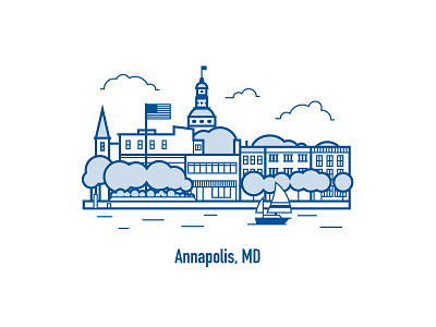 Annapolis, MD annapolis city illustration line art skyline