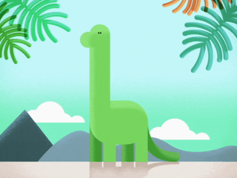 Grazing Brontosaurus 2d aftereffects animation brontosaurus cartoon dinosaur illustrator minimal silly simple vector