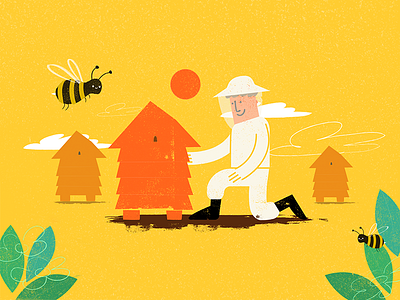 Beekeeper 2d illustration texture vector
