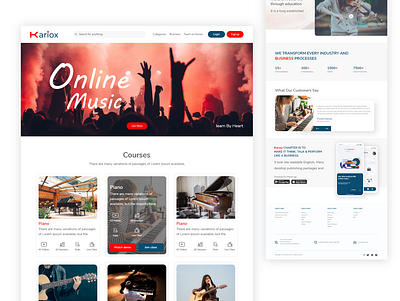 Online Music Class adobe xd design ui ux web website design