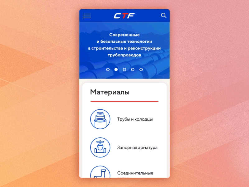 CTF Russia site. Mobile version business design mobile prototype