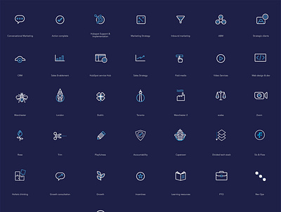 Icon set brand design branding design digital digital marketing flat hubspot icon design icon set illustration inbound marketing logo ui ux vector