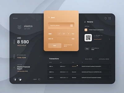 Elastos Wallet app blockchain buy crypto cryptocurrency dark design elastos macos money sell send transactions ui wallet