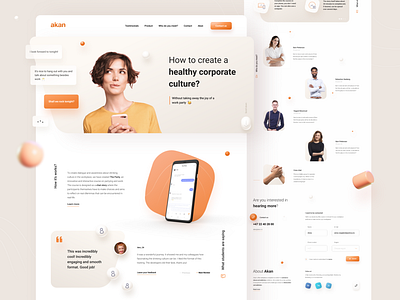 Corporate training courses brand corporate courses design landing orange ui web