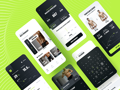 Workout App app application body calendar cards design graph gym ios minimal mobile plan sport stats training trend ui ui design workout