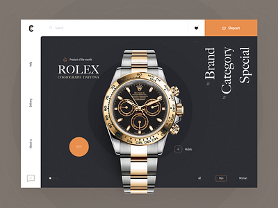 Watches Store 2018 flat gray light minimalistic orange site watch web