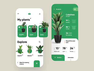 🌱 Smart Pot App app application design flat flowers garden green light mobile plant plants pot smart stats tracker ui ux