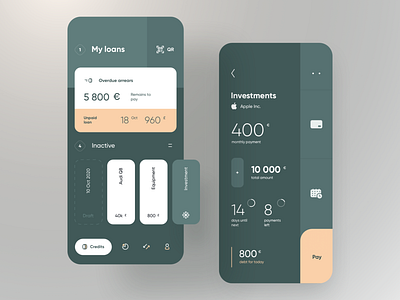 Credit App app bank cards credit debit design finance flat gui investments loans minimalistic mobile money pay payment ui