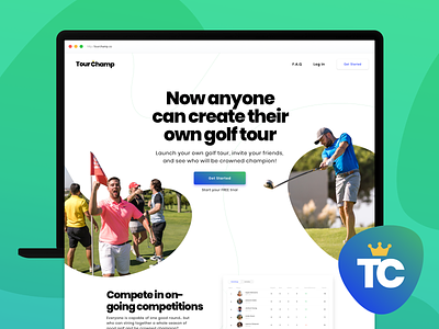 TourChamp - Web App app branding champ crown golf interface logo tour ui web