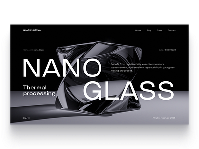 Nano Glass 3d clean concept dark design glass gray homepage minimalism page typography ui web web design webdesign website