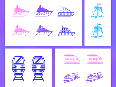 Transportation icons design graphic design icon icons illustrator outlined ship train transportation ui design vector