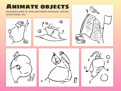Animate objects, emotional illustrations adobefresco animate art graphic design illustration illustrator interface illustrations raster ui design