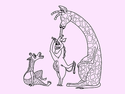 Family adobe fresco animals family giraffe graphic design illustration outlined
