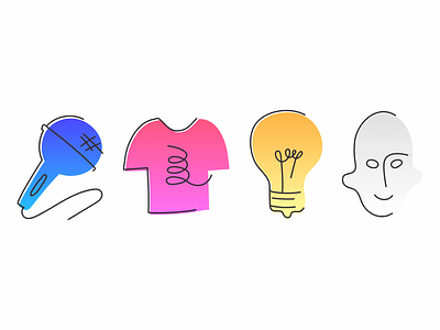 Gradient hand-drawn icons bulb design gradient icon icons idea illustration illustrator microphone outlined person t shirt ui design vector