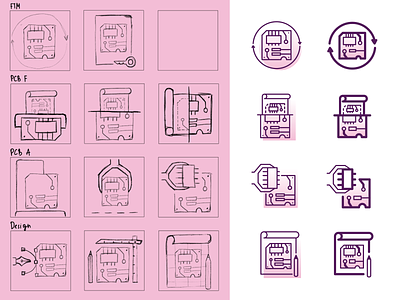 PCB icons design graphic design icon icons manufacturing outlined pcb pictogram technology vector