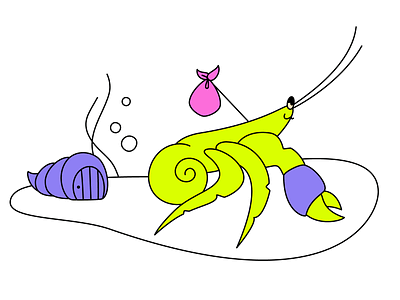 Logged out adventure animal crawfish crayfish design fish graphic design illustration illustrator interface illustration journey logged out ocean sea life sealife ui design under the sea vector