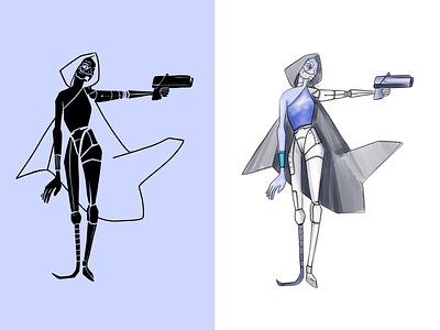 Cyborg lady, the killing machine cartoon character character design concept cyborg graphic design illustration lady robot technologies techy