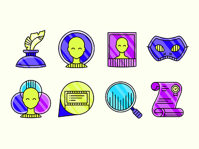 Outline glass candy icon set avatar candy design glass graphic graphic design icon illustration illustrator logo loupe outline photo pictograms research search ui ui design user vector