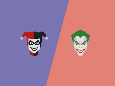 Joker and Harley Quinn icons batman comics dc design flat harley quinn icons joker