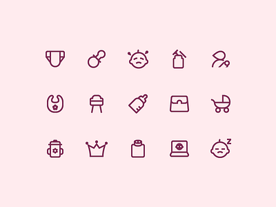 Simple Small Icons: Baby collection 1em baby bottle design icon icons8 outlined pacifier potty ui design