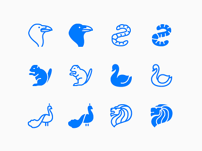 iOS icons: animals and birds animal bird graphic design icon icon design icons8 illustrator ios outlined stroke ui design vector