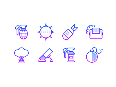 Free Line Gradient Icons: Explosives