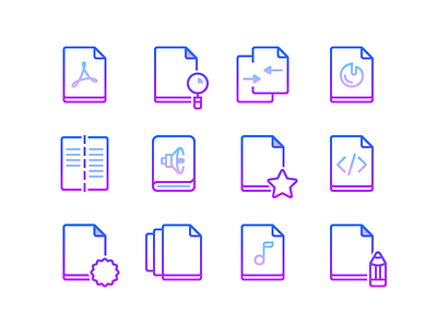 Free Line Gradient Icons: Files